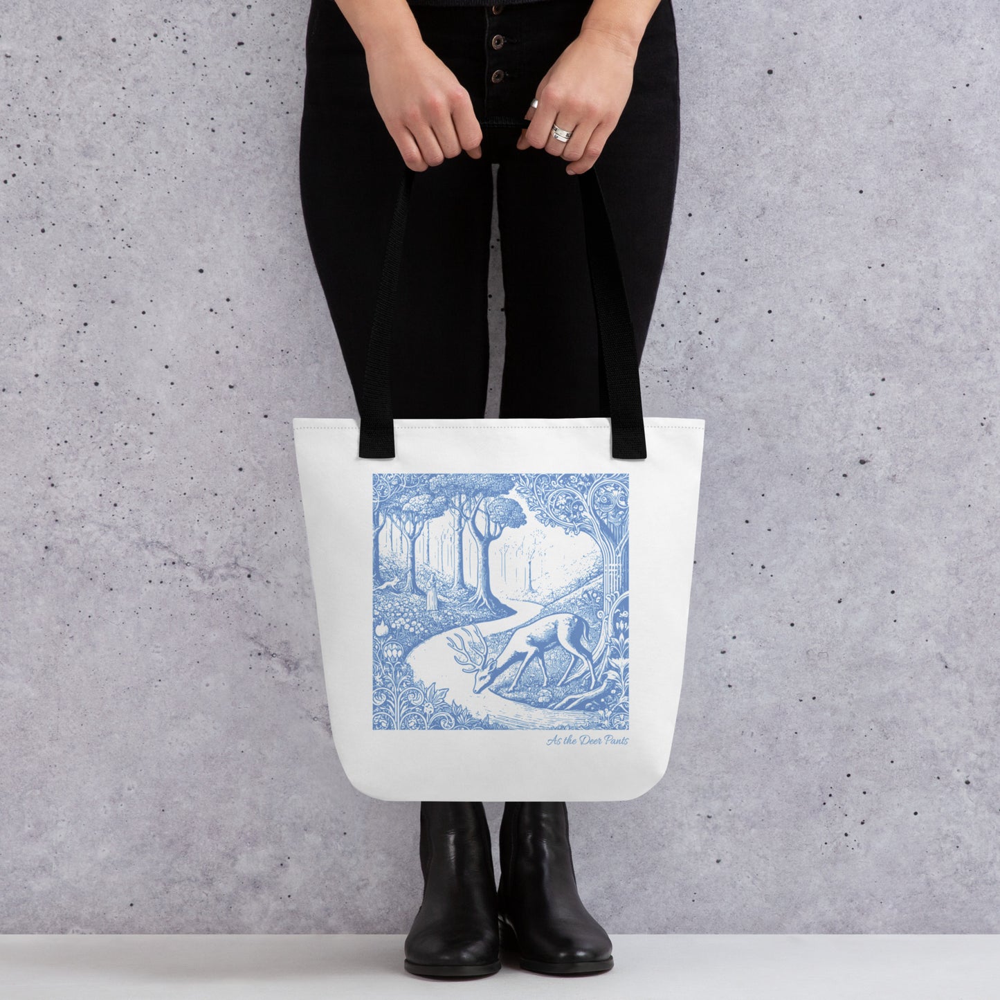 As the Deer Pants - Christian Tote Bag with Bible Verse Inspired Design