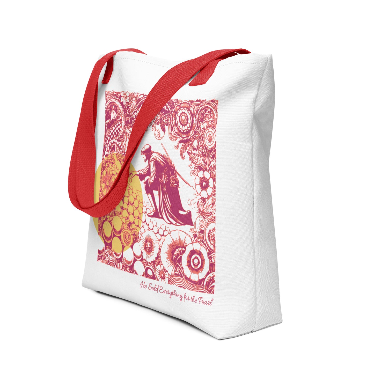 Parable of the Pearl - Christian Tote Bag with Bible Verse Inspired Design