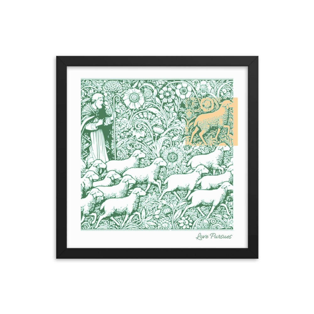 Parable of the Lost Sheep - Framed Christian Poster Wall Art