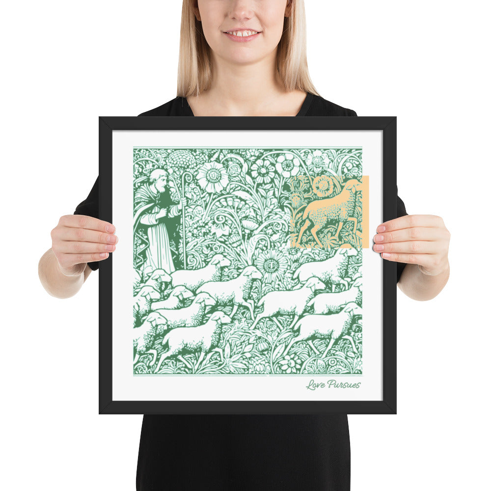 Parable of the Lost Sheep - Framed Christian Poster Wall Art