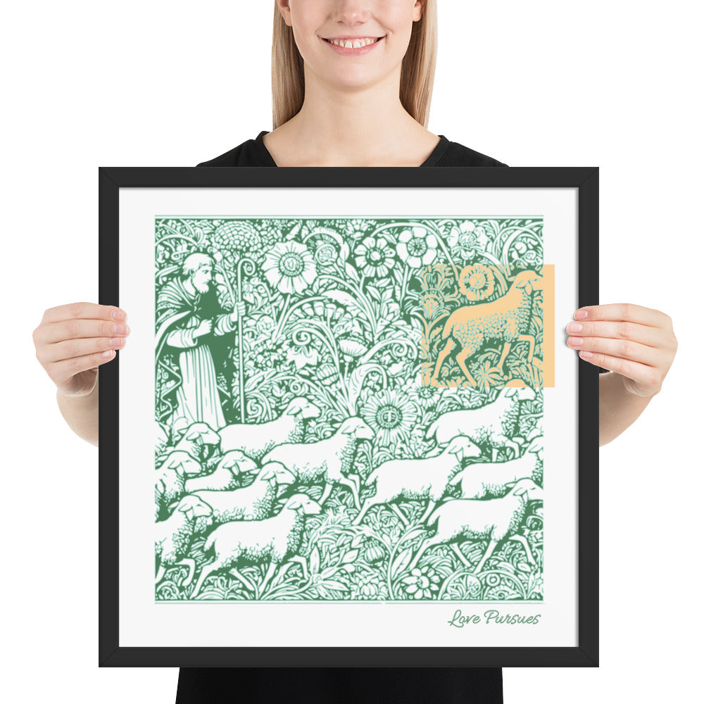 Parable of the Lost Sheep - Framed Christian Poster Wall Art