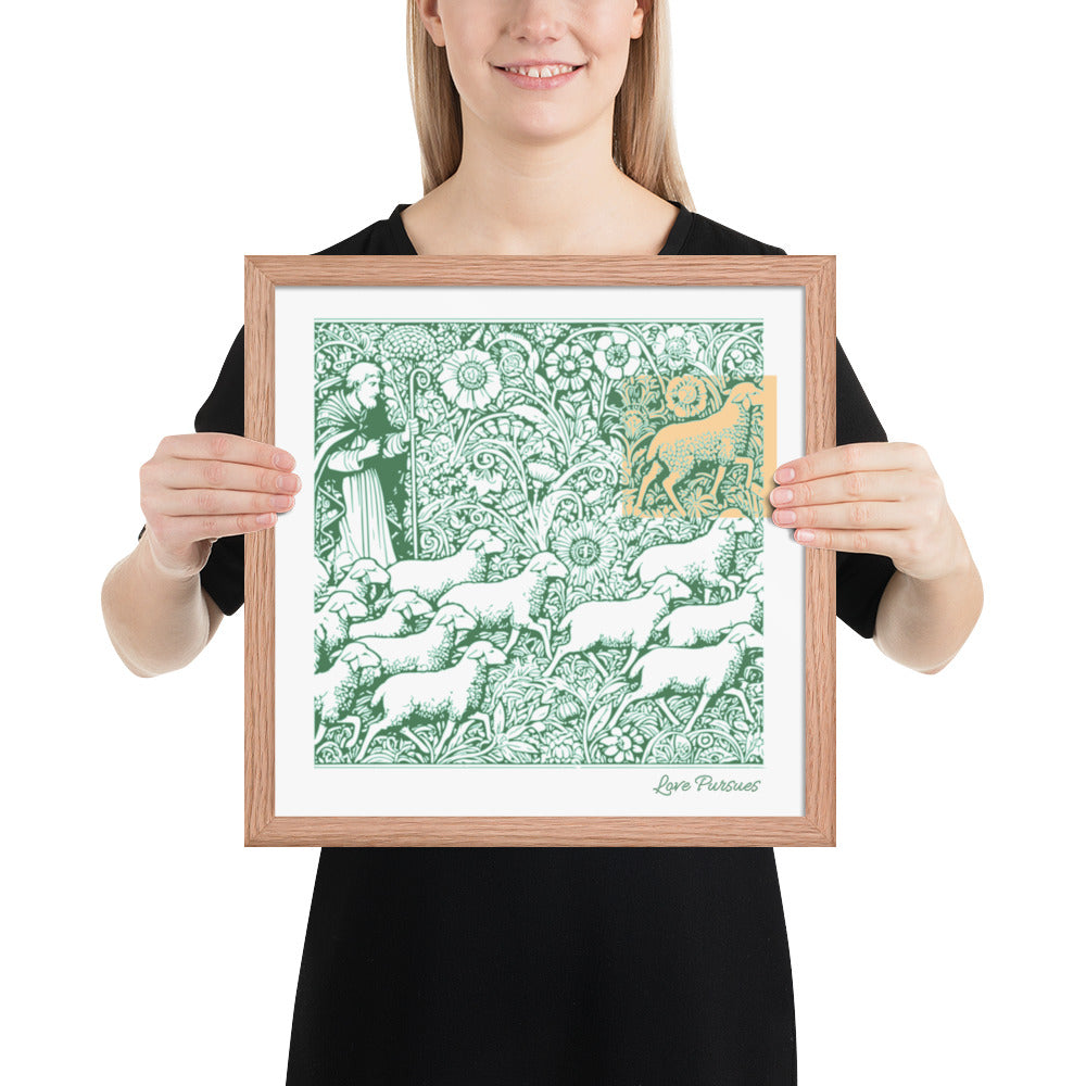 Parable of the Lost Sheep - Framed Christian Poster Wall Art