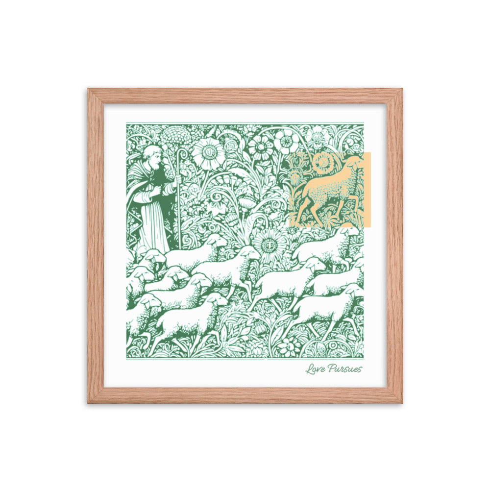 Parable of the Lost Sheep - Framed Christian Poster Wall Art