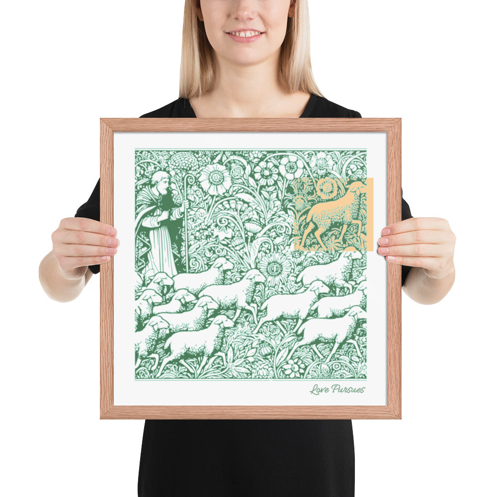 Parable of the Lost Sheep - Framed Christian Poster Wall Art