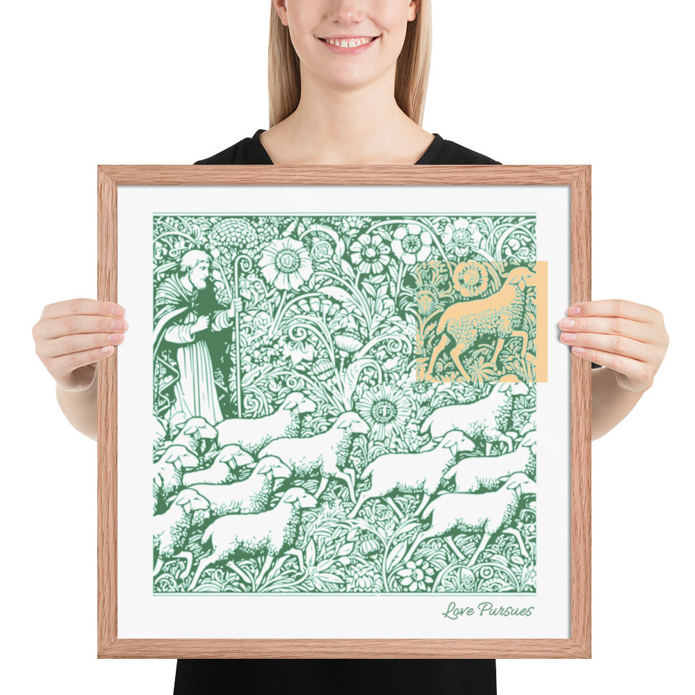 Parable of the Lost Sheep - Framed Christian Poster Wall Art