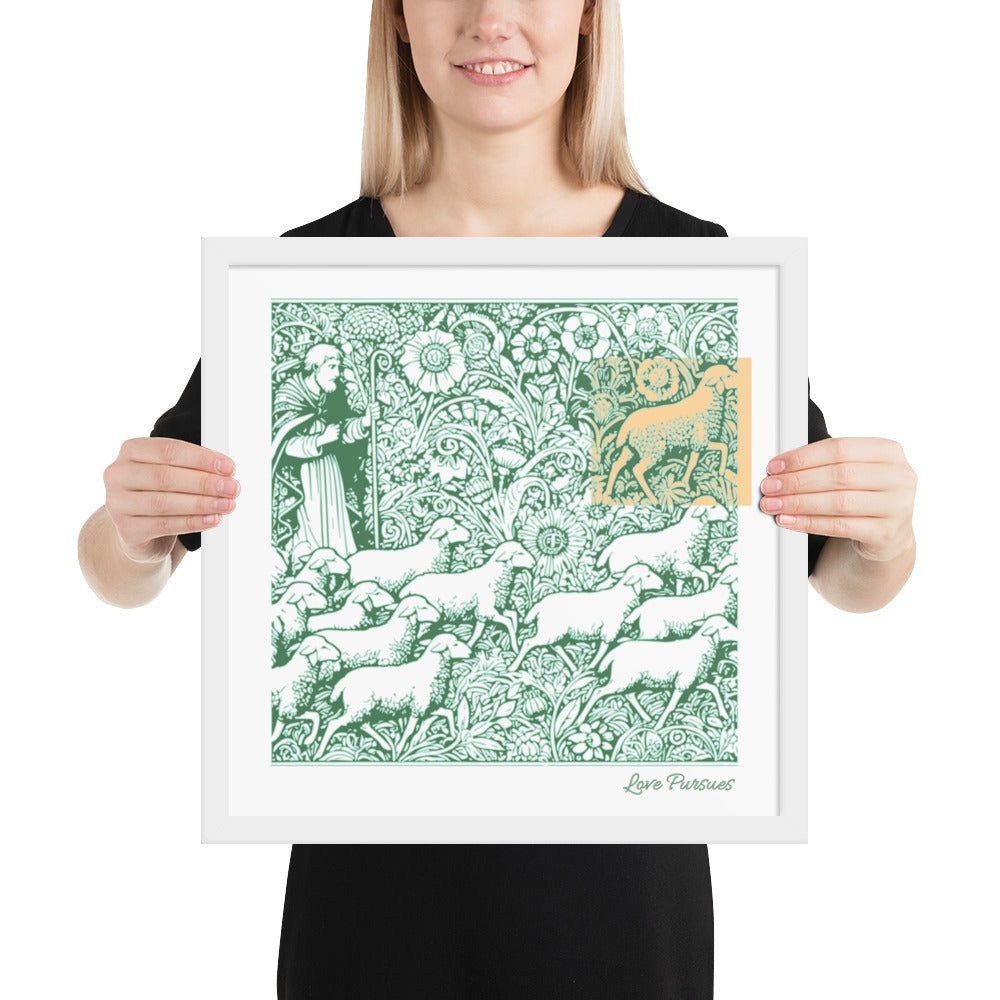 Parable of the Lost Sheep - Framed Christian Poster Wall Art