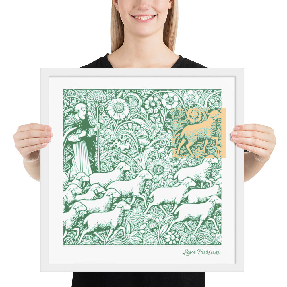 Parable of the Lost Sheep - Framed Christian Poster Wall Art