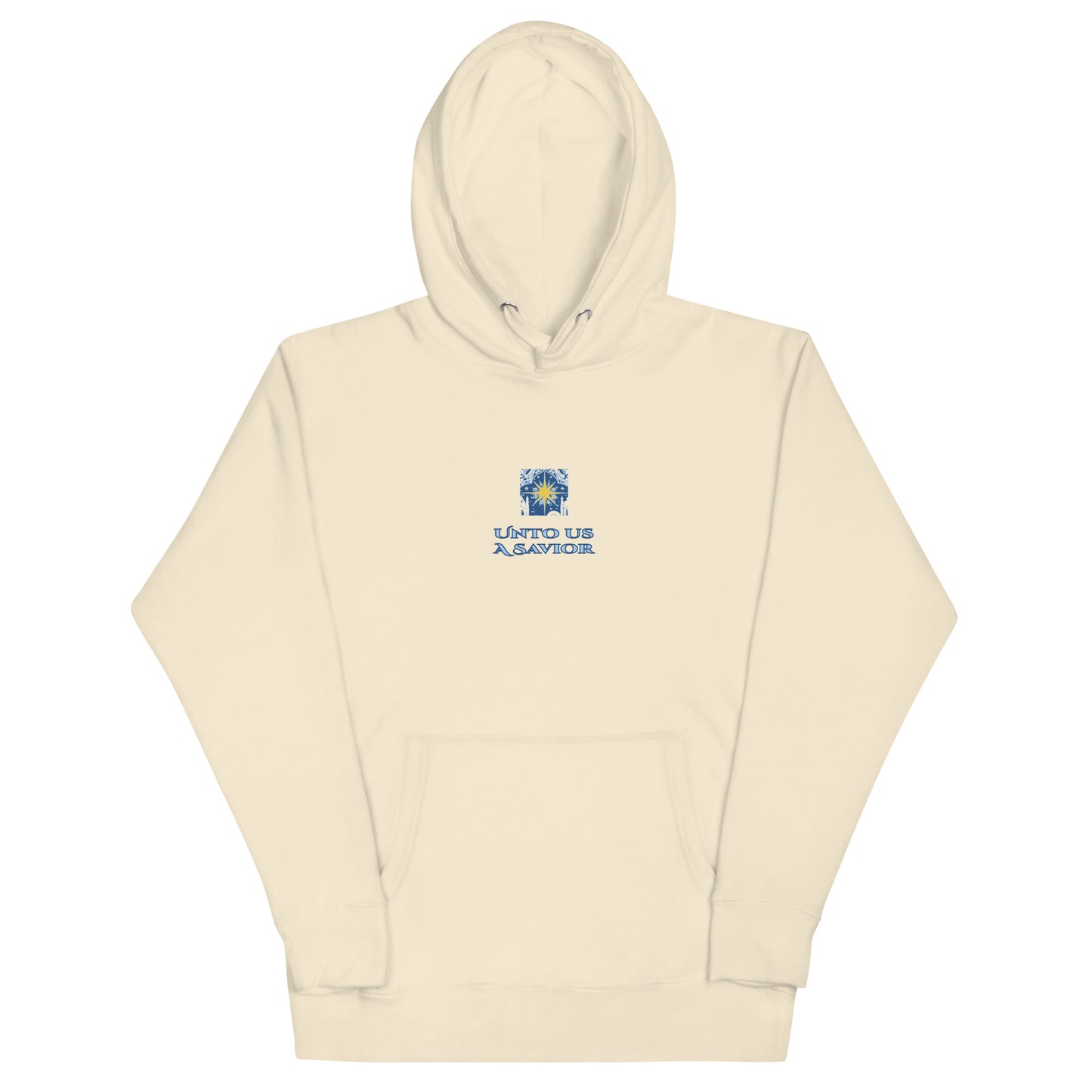 Unto Us a Savior Blue Hoodie - Men's and Women's