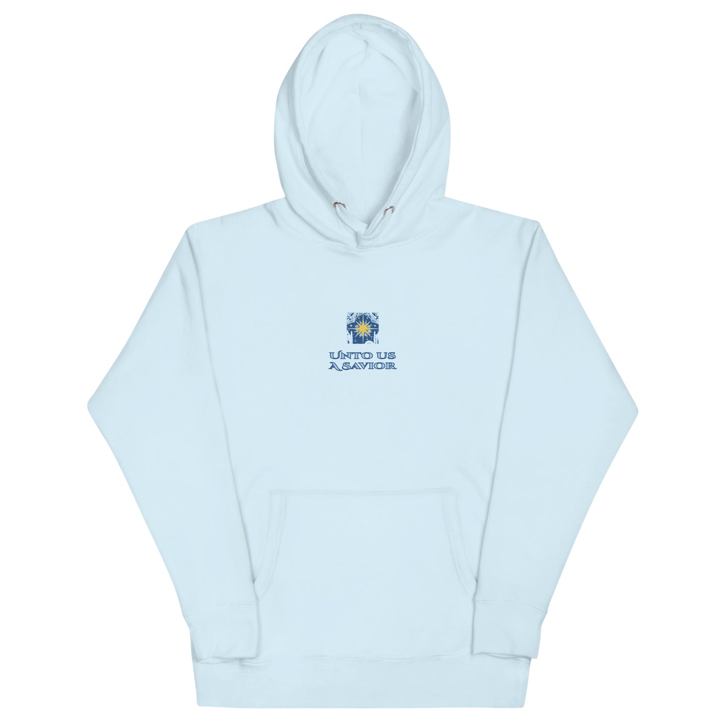 Unto Us a Savior Blue Hoodie - Men's and Women's